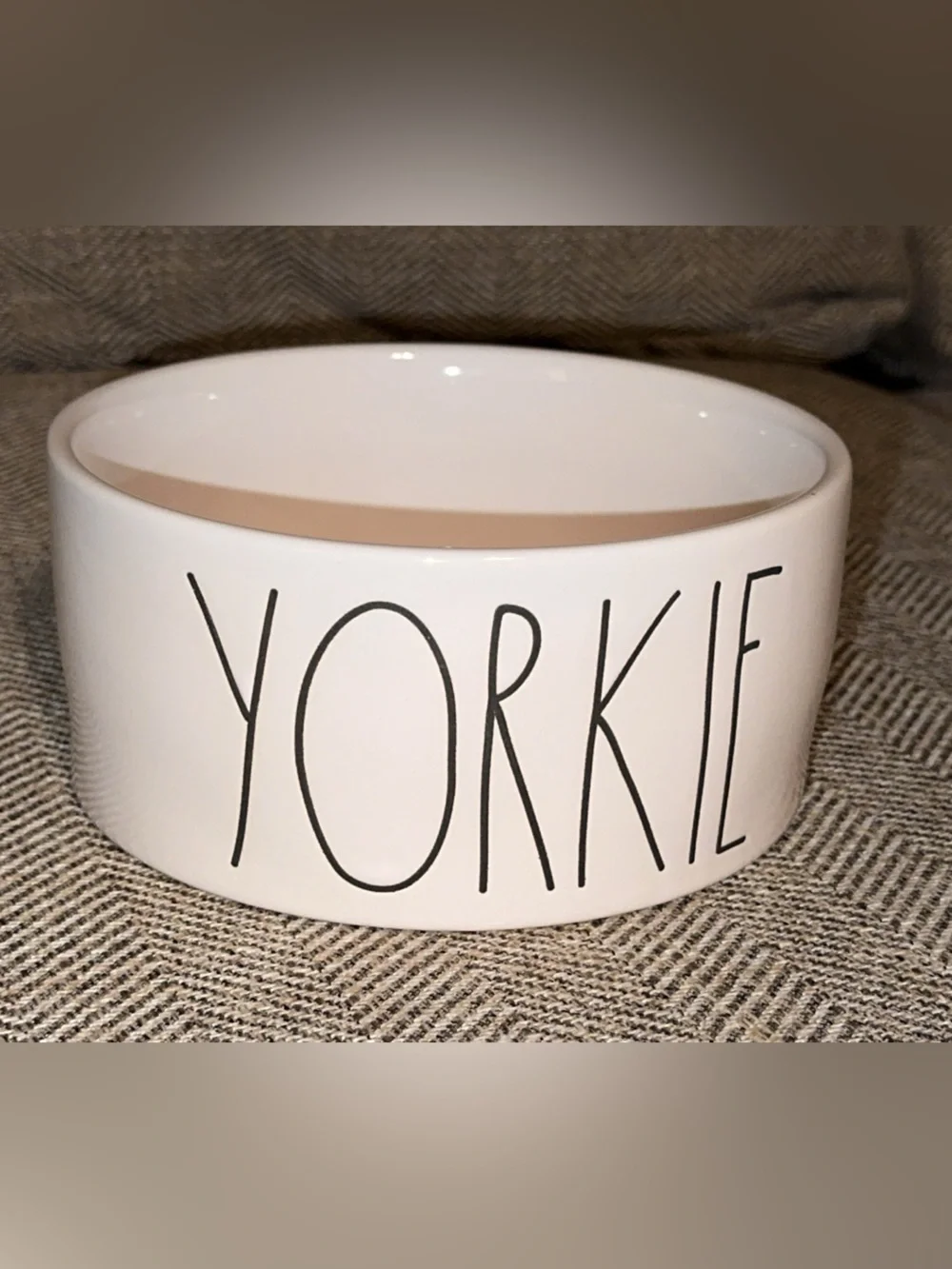 Rae Dunn 6” White Ceramic Round Pet/Dog ‘YORKIE’ Food Water Bowl Dish VHTF